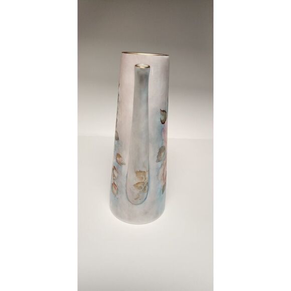 VINTAGE 1970s  HAND PAINTED COFFEE TEA POT, ROSES & GOLD - Picture 7 of 14